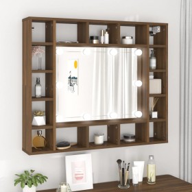 Mueble con espejo y LED marrón roble 91x15x76,5 cm de vidaXL, Tocadores de baño - Ref: Foro24-820450, Precio: 64,59 €, Descue...