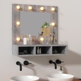 Mueble con espejo y LED color gris Sonoma 60x31,5x62 cm de vidaXL, Tocadores de baño - Ref: Foro24-820455, Precio: 55,99 €, D...