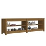 Banco zapatero madera maciza de pino marrón miel 160x36,5x50 cm de vidaXL, Zapateros y organizadores de calzado - Ref: Foro24...