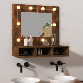 Mueble con espejo y LED color roble ahumado 60x31,5x62 cm de vidaXL, Tocadores de baño - Ref: Foro24-820454, Precio: 48,99 €,...