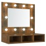 Möbel mit Spiegel und LED, Farbe Eiche geräuchert, 60 x 31,5 x 62 cm von vidaXL, Badezimmerwaschtische - Ref: Foro24-820454, ...