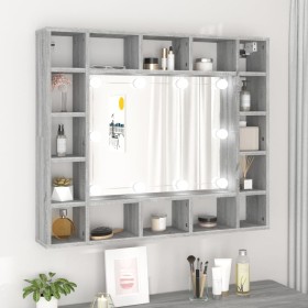 Mueble con espejo y LED color gris Sonoma 91x15x76,5 cm de vidaXL, Tocadores de baño - Ref: Foro24-820449, Precio: 77,03 €, D...