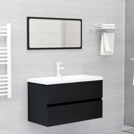 Black engineered wood bathroom furniture set by vidaXL, Bathroom furniture - Ref: Foro24-3071595, Price: 209,00 €, Discount: %