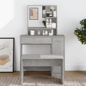 Concrete gray dressing table with mirror 86.5x35x136 cm by vidaXL, Bedroom Dressers - Ref: Foro24-802961, Price: 86,01 €, Dis...