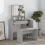 Concrete gray dressing table with mirror 86.5x35x136 cm by vidaXL, Bedroom Dressers - Ref: Foro24-802961, Price: 86,01 €, Dis...