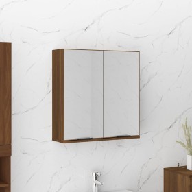 Armario de baño con espejo color roble marrón 64x20x67 cm de vidaXL, Tocadores de baño - Ref: Foro24-817068, Precio: 80,69 €,...