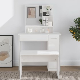 Dressing table with glossy white mirror 86.5x35x136 cm by vidaXL, Bedroom Dressers - Ref: Foro24-802963, Price: 98,99 €, Disc...