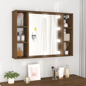 Mueble con espejo y LED color roble marrón 76x15x55 cm de vidaXL, Tocadores de baño - Ref: Foro24-820447, Precio: 54,04 €, De...