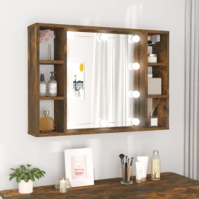 Mueble con espejo y LED color roble ahumado 76x15x55 cm de vidaXL, Tocadores de baño - Ref: Foro24-820445, Precio: 70,60 €, D...