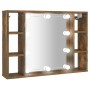 Mueble con espejo y LED color roble ahumado 76x15x55 cm de vidaXL, Tocadores de baño - Ref: Foro24-820445, Precio: 68,81 €, D...