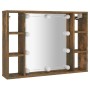 Mueble con espejo y LED color roble ahumado 76x15x55 cm de vidaXL, Tocadores de baño - Ref: Foro24-820445, Precio: 68,81 €, D...