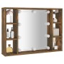 Mueble con espejo y LED color roble ahumado 76x15x55 cm de vidaXL, Tocadores de baño - Ref: Foro24-820445, Precio: 68,81 €, D...