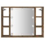 Mueble con espejo y LED color roble ahumado 76x15x55 cm de vidaXL, Tocadores de baño - Ref: Foro24-820445, Precio: 68,81 €, D...