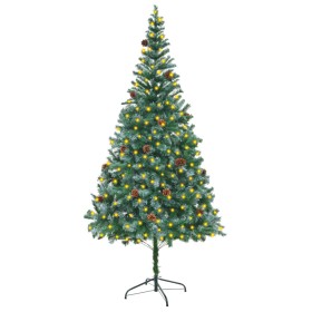 Árbol de Navidad artificial con luces LED y piñas 210 cm de vidaXL, Arboles de navidad - Ref: Foro24-3077443, Precio: 80,99 €...