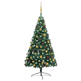 Halber Weihnachtsbaum mit Lichtern und grünen Kugeln 120 cm von vidaXL, Weihnachtsbäume - Ref: Foro24-3077477, Preis: 47,65 €...