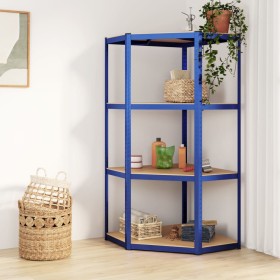 Corner shelf 4 levels plywood and blue steel by vidaXL, Industrial shelving - Ref: Foro24-152852, Price: 58,99 €, Discount: %