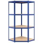 Corner shelf 4 levels plywood and blue steel by vidaXL, Industrial shelving - Ref: Foro24-152852, Price: 58,99 €, Discount: %