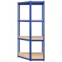 Corner shelf 4 levels plywood and blue steel by vidaXL, Industrial shelving - Ref: Foro24-152852, Price: 58,99 €, Discount: %