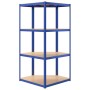 Corner shelf 4 levels plywood and blue steel by vidaXL, Industrial shelving - Ref: Foro24-152852, Price: 58,99 €, Discount: %