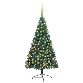 Half Christmas tree with green lights and balls 210 cm by vidaXL, Christmas trees - Ref: Foro24-3077480, Price: 73,43 €, Disc...