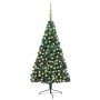 Half Christmas tree with green lights and balls 210 cm by vidaXL, Christmas trees - Ref: Foro24-3077480, Price: 72,82 €, Disc...