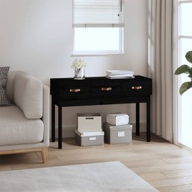 Solid black pine wood console table 114x40x75 cm by vidaXL, Side tables - Ref: Foro24-821758, Price: 122,26 €, Discount: %