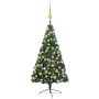 Medio árbol de Navidad con luces y bolas verde 150 cm de vidaXL, Arboles de navidad - Ref: Foro24-3077478, Precio: 58,59 €, D...