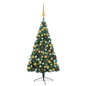 Halber Weihnachtsbaum mit Lichtern und grünen Kugeln 150 cm von vidaXL, Weihnachtsbäume - Ref: Foro24-3077478, Preis: 56,68 €...