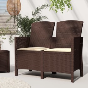 2-seater garden bench with brown rattan PP cushions by vidaXL, garden benches - Ref: Foro24-3098688, Price: 142,85 €, Discoun...