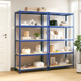 Shelving 5 levels 2 units steel and blue plywood by vidaXL, Industrial shelving - Ref: Foro24-152866, Price: 97,99 €, Discoun...