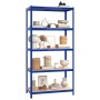 Shelving 5 levels 2 units steel and blue plywood by vidaXL, Industrial shelving - Ref: Foro24-152866, Price: 99,21 €, Discoun...