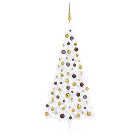 Halber Weihnachtsbaum mit Lichtern und Kugeln weiß 180 cm von vidaXL, Weihnachtsbäume - Ref: Foro24-3077484, Preis: 69,60 €, ...