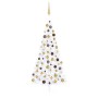 Half Christmas tree with lights and balls white 180 cm by vidaXL, Christmas trees - Ref: Foro24-3077484, Price: 69,60 €, Disc...