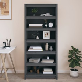 Solid gray pine wood shelf 80x35x183 cm by vidaXL, Bookcases and shelves - Ref: Foro24-821696, Price: 226,99 €, Discount: %