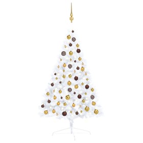 Halber Weihnachtsbaum mit Lichtern und weißen Kugeln 120 cm von vidaXL, Weihnachtsbäume - Ref: Foro24-3077482, Preis: 45,94 €...