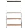 Work table with shelves 5 levels wood and silver steel by vidaXL, Industrial shelving - Ref: Foro24-152875, Price: 59,22 €, D...