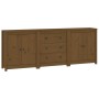 Aparador de madera maciza de pino marrón miel 210x35x80 cm de vidaXL, Aparadores - Ref: Foro24-3114072, Precio: 278,70 €, Des...