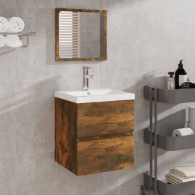 Armario de baño con espejo madera contrachapada roble ahumado de vidaXL, Muebles de baño - Ref: Foro24-820472, Precio: 47,99 ...