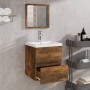 Armario de baño con espejo madera contrachapada roble ahumado de vidaXL, Muebles de baño - Ref: Foro24-820472, Precio: 48,35 ...