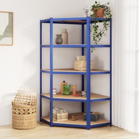 Corner shelving 5 levels plywood and blue steel by vidaXL, Industrial shelving - Ref: Foro24-152870, Price: 83,66 €, Discount: %