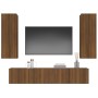 Set de muebles para TV 4 pzas madera contrachapada marrón roble de vidaXL, Muebles TV - Ref: Foro24-3114205, Precio: 170,99 €...