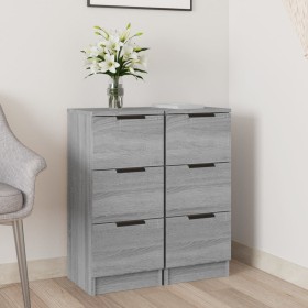 Aparadores 2 uds madera contrachapada gris Sonoma 30x30x70 cm de vidaXL, Aparadores - Ref: Foro24-817015, Precio: 105,99 €, D...