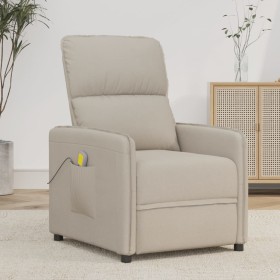 Sillón reclinable de masaje tela de microfibra crema de vidaXL, Sillones de masaje eléctricos - Ref: Foro24-347980, Precio: 1...