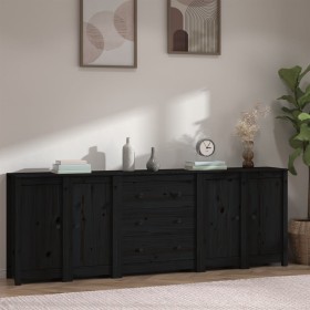 Aparador de madera maciza de pino negro 230 x 35 x 80 cm de vidaXL, Aparadores - Ref: Foro24-3114078, Precio: 330,99 €, Descu...