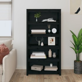 Solid black pine wood shelf 80x35x154 cm by vidaXL, Bookcases and shelves - Ref: Foro24-821693, Price: 164,99 €, Discount: %