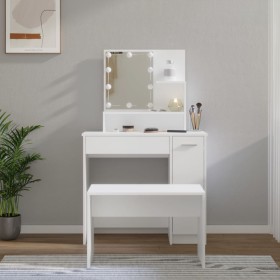 White plywood LED vanity set by vidaXL, Bedroom Dressers - Ref: Foro24-3114115, Price: 118,99 €, Discount: %