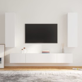 TV furniture set, 4-piece white plywood. by vidaXL, TV Furniture - Ref: Foro24-3114206, Price: 178,67 €, Discount: %