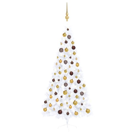 Half Christmas tree with lights and balls white 120 cm by vidaXL, Christmas trees - Ref: Foro24-3077485, Price: 66,08 €, Disc...