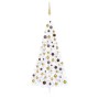 Half Christmas tree with lights and balls white 120 cm by vidaXL, Christmas trees - Ref: Foro24-3077485, Price: 66,08 €, Disc...