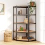 Corner shelf 5 levels wood and anthracite gray steel by vidaXL, Industrial shelving - Ref: Foro24-152890, Price: 106,32 €, Di...